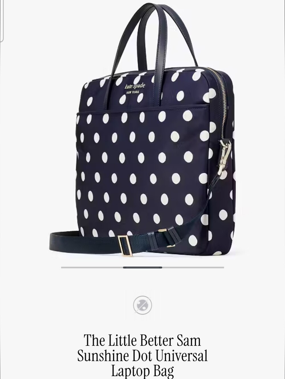 Kate Spade The Little Better Sam Sunshine Dot Universal Laptop Bag. Navy
